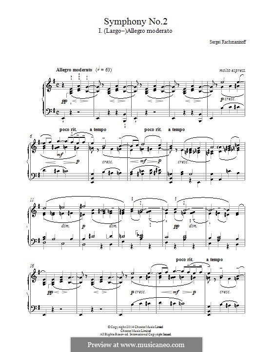 Симфония No.2, Op.27: Часть I (Фрагмент), для фортепиано by Сергей Рахманинов