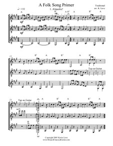 A Folk Song Primer: For trio guitars - score and parts by Стефен Фостер, folklore, Joseph Brackett, George R. Poulton