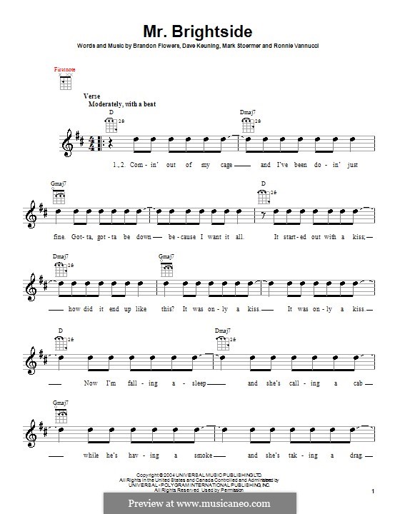 Mr. Brightside (The Killers): Для укулеле by Brandon Flowers, Dave Keuning, Mark Stoermer, Ronnie Vannucci