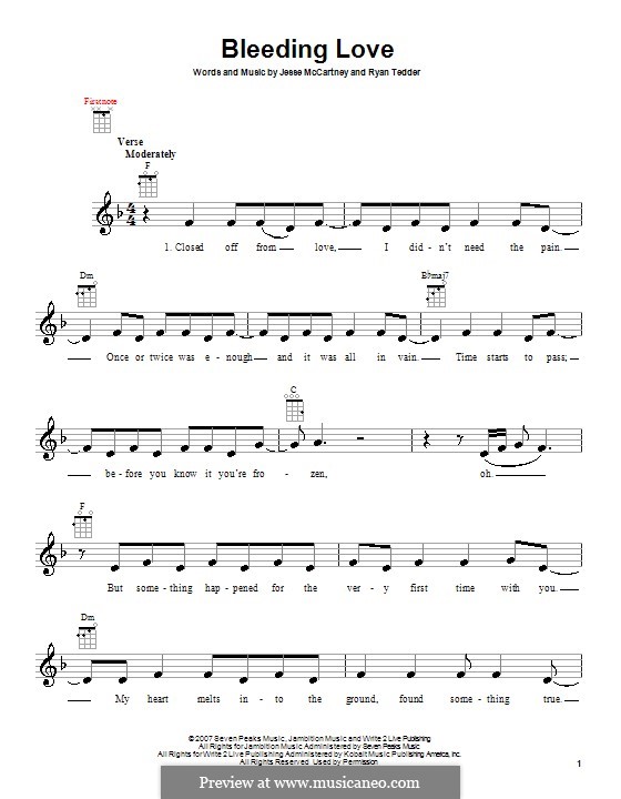 Bleeding Love (Leona Lewis): Для укулеле by Jesse McCartney, Ryan B Tedder