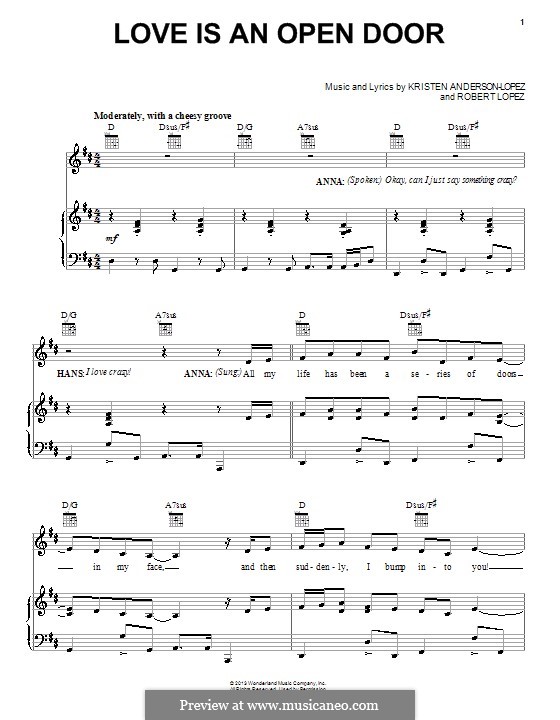 Love Is an Open Door (from Frozen: The Broadway Musical): Для голоса и фортепиано (или гитары) by Robert Lopez, Kristen Anderson-Lopez