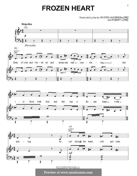 Frozen Heart (from Frozen: The Broadway Musical): Для голоса и фортепиано (или гитары) by Robert Lopez, Kristen Anderson-Lopez