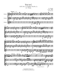 Trio in C No.1, H. IV: Movement III Vivace, for trio guitars - score and parts by Йозеф Гайдн