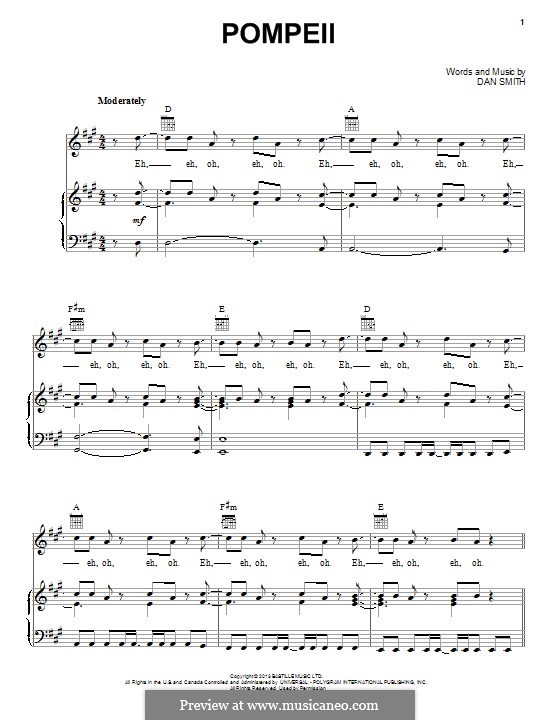 Pompeii (Bastille): Для голоса и фортепиано (или гитары) by Daniel Campbell Smith