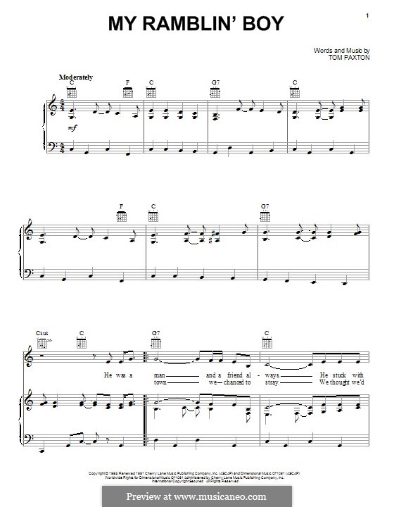 My Ramblin' Boy: Для голоса и фортепиано (или гитары) by Tom Paxton
