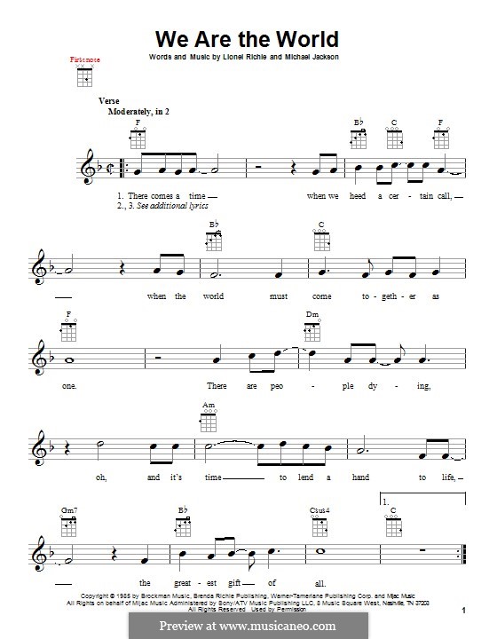 We are the World (USA for Africa): Для укулеле by Lionel Richie, Michael Jackson