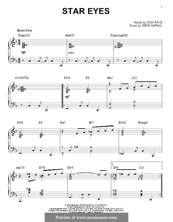 Star Eyes (Jimmy Dorsey): Для голоса и фортепиано (или гитары) by Gene de Paul