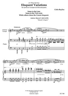 Eloquent Variations for B flat trumpet (or cornet) and piano, B36: Eloquent Variations for B flat trumpet (or cornet) and piano by Colin Bayliss