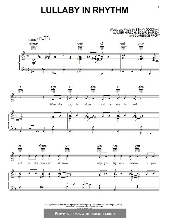 Lullaby in Rhythm: Для голоса и фортепиано (или гитары) by Walter Hirsch, Benny Goodman, Edgar Sampson, Clarence Profit