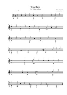 Tourdion (Quand je bois du vin clairet): Für Gitarre (oder Laute) by Пьер Аттеньян