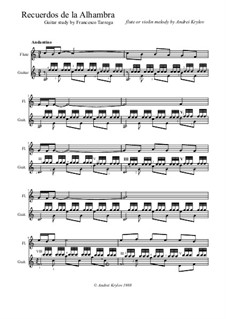 Solo Melody for Violin or Flute on classical guitar piece Recuerdos de la Alhambra: Solo Melody for Violin or Flute on classical guitar piece Recuerdos de la Alhambra by Франсиско Таррега, Andrei Krylov