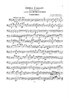 Концерт для фортепиано с оркестром No.3, Op.37: Версия для двух фортепиано и струнного квинтета, партия контрабаса by Людвиг ван Бетховен