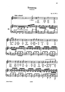 Романсы и песни, Op.14: No.5 Trennung (Separation) by Иоганнес Брамс