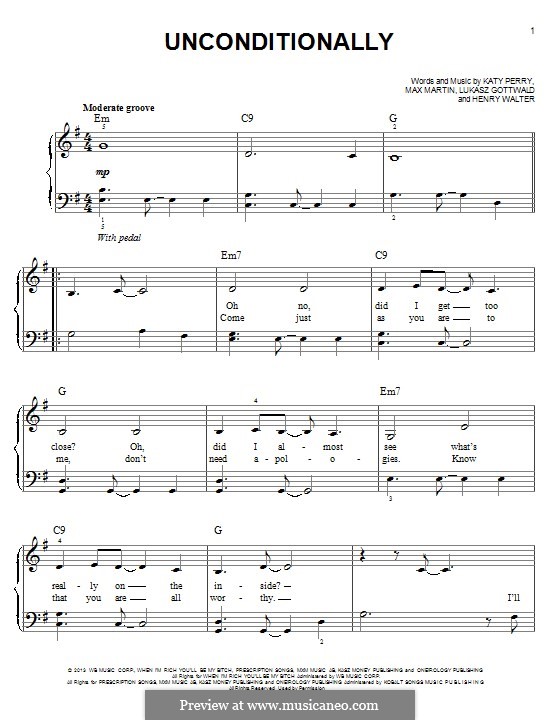 Unconditionally: Для фортепиано by Katy Perry, Lukas Gottwald, Max Martin, Henry Russell Walter