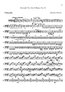 Серенада No.2 ля мажор, Op.16: Партия виолончели by Иоганнес Брамс