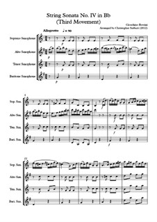 Sonata for strings No.4 in Bb: Movement III. Arrangement for saxophone quartet by Джоаккино Россини