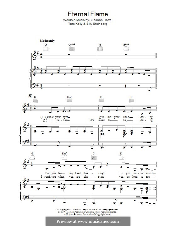 Eternal Flame: For voice and piano or guitar (The Bangles) by Billy Steinberg, Susanna Hoffs, Tom Kelly