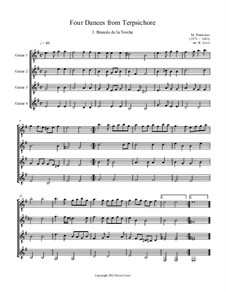 Terpsichore: Four Dances, for guitar quartet - score and parts by Михаэль Преториус
