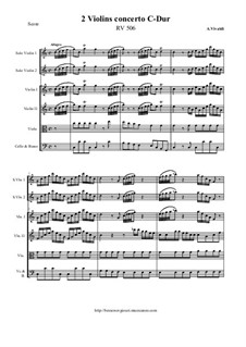 Concerto for Two Violins in C Major, RV 506: Score and all parts by Антонио Вивальди