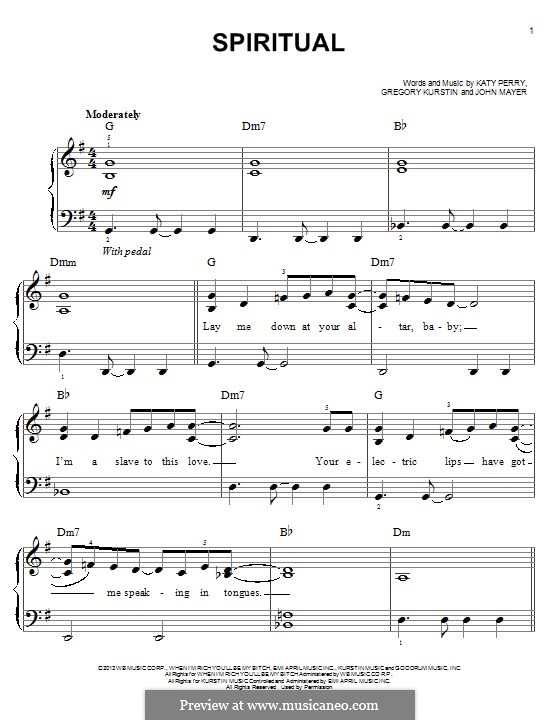Spiritual: Для фортепиано by Greg Kurstin, John Mayer, Katy Perry