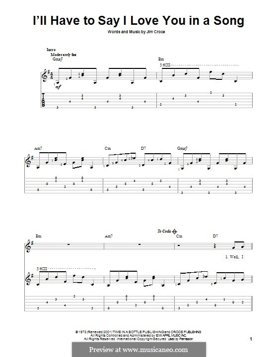 I'll Have to Say I Love You in a Song: Для гитары с табулатурой by Jim Croce