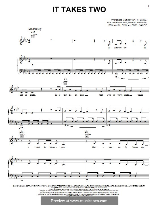 It Takes Two: Для голоса и фортепиано (или гитары) by Benjamin Levin, Emeli Sandé, Katy Perry, Mikkel Storleer Eriksen, Tor Erik Hermansen