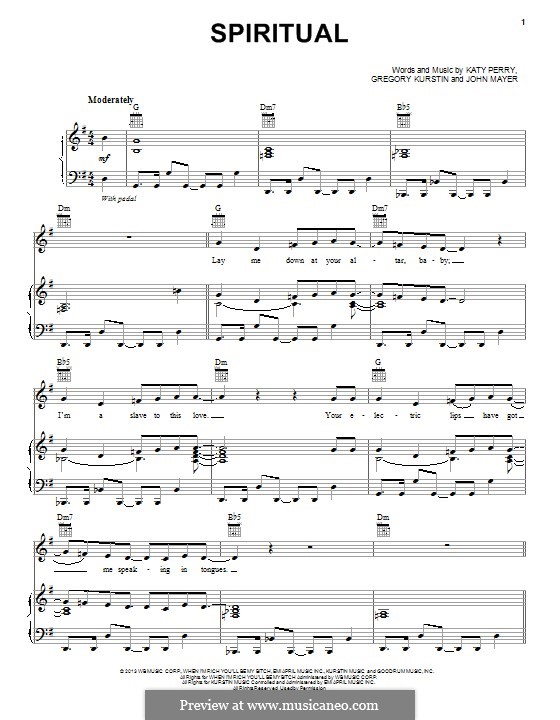 Spiritual: Для голоса и фортепиано (или гитары) by Greg Kurstin, John Mayer, Katy Perry