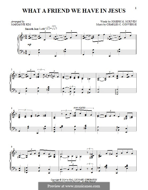 What a Friend We Have in Jesus (Printable): Для фортепиано by Charles Crozat Converse