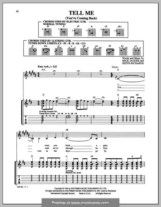 Tell Me (You're Coming Back): Для гитары с табулатурой by Keith Richards, Mick Jagger