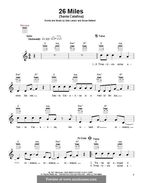 26 Miles (Santa Catalina): Для укулеле by Bruce Belland, Glen Larson