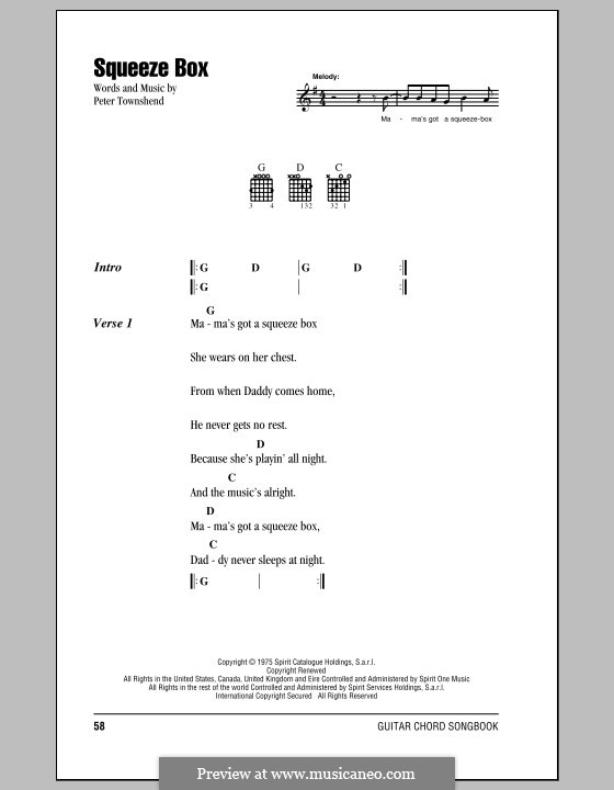 Squeeze Box (The Who): Текст и аккорды by Peter Townshend