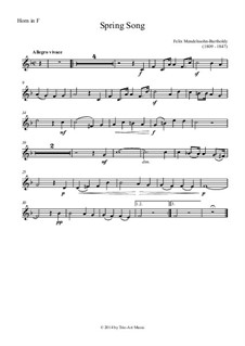 Песни без слов, Op.62: No.6 Spring Song, for horn and piano by Феликс Мендельсон-Бартольди