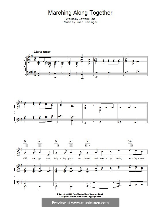 Marching Along Together: Для голоса и фортепиано (или гитары) by Franz Steininger