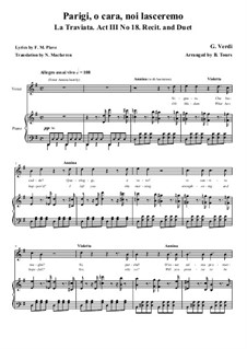 Parigi, o cara, noi lasceremo: Для голосов и фортепиано by Джузеппе Верди