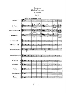 Концерт для скрипки с оркестром ре мажор, Op.61: Партитура by Людвиг ван Бетховен