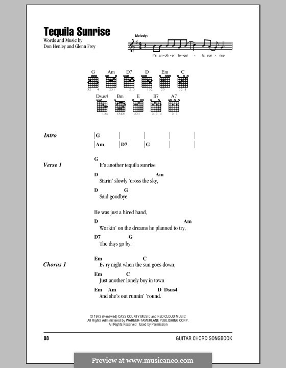 Tequila Sunrise (The Eagles): Текст и аккорды by Don Henley, Glen Frey