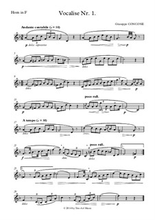 Вокализы для среднего голоса и фортепиано, Op.10: Вокализ No.1, для валторны и фортепиано by Джузеппе Конконе