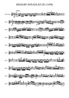 Соната для фортепиано No.3 си-бемоль мажор, K.281: Для кларнета by Вольфганг Амадей Моцарт