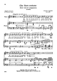 Che fiero costume: Low voice in F Minor by Джованни Легренци