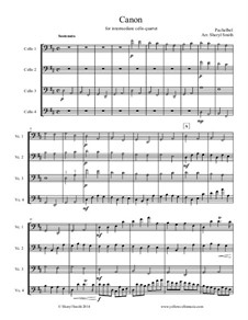 Quartet instrument version: For four intermediate cellos (everybody gets to have fun!) by Иоганн Пахельбель