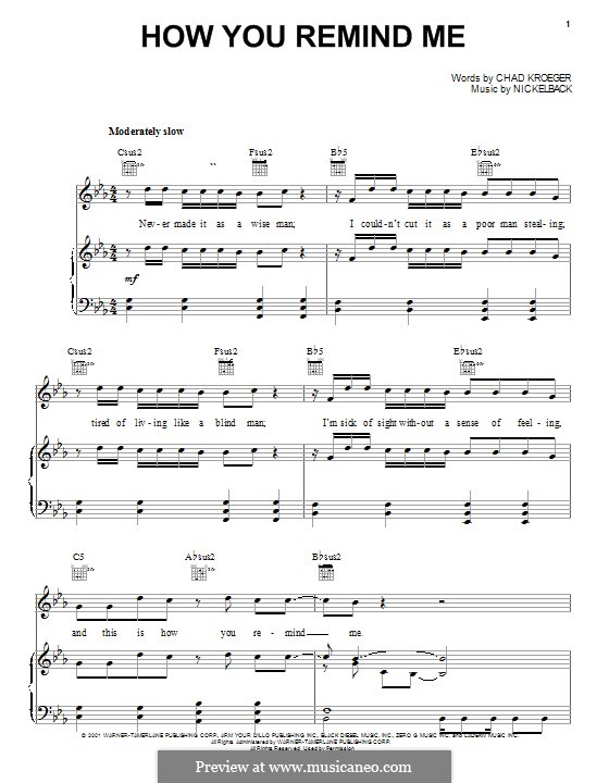 How You Remind Me (Nickelback): Для голоса и фортепиано (или гитары) by Chad Kroeger, Michael Kroeger, Ryan Peake, Ryan Vikedal