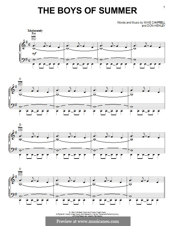 The Boys of Summer: Для голоса и фортепиано (или гитары) by Mike Campbell