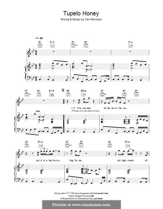 Tupelo Honey: Для голоса и фортепиано (или гитары) by Van Morrison