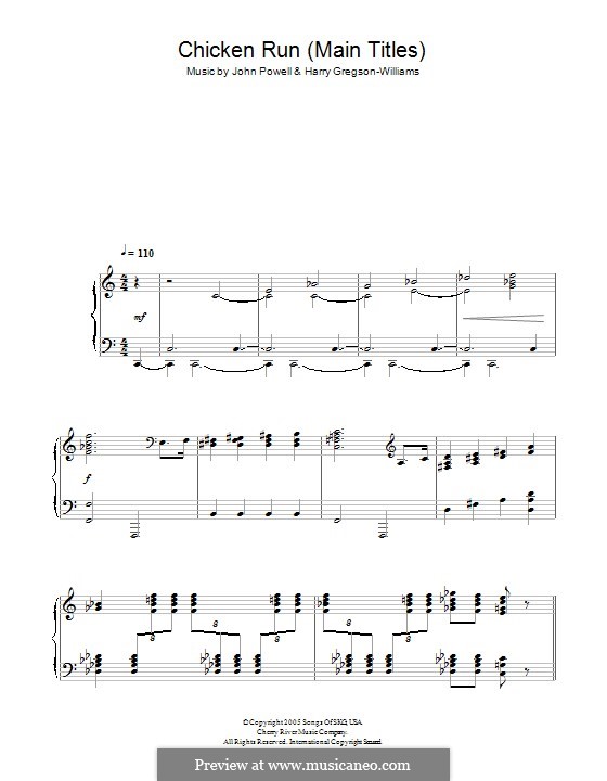 Chicken Run (Main Titles): Для фортепиано by Harry Gregson-Williams, John Powell