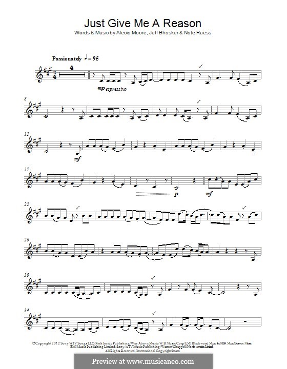 Just Give Me a Reason (Pink): Для кларнета by Alecia Moore, Jeff Bhasker, Nathaniel Ruess