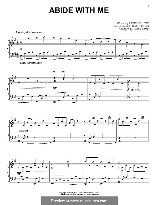 Пребудь со мной: Для фортепиано by Уильям Генри Монк