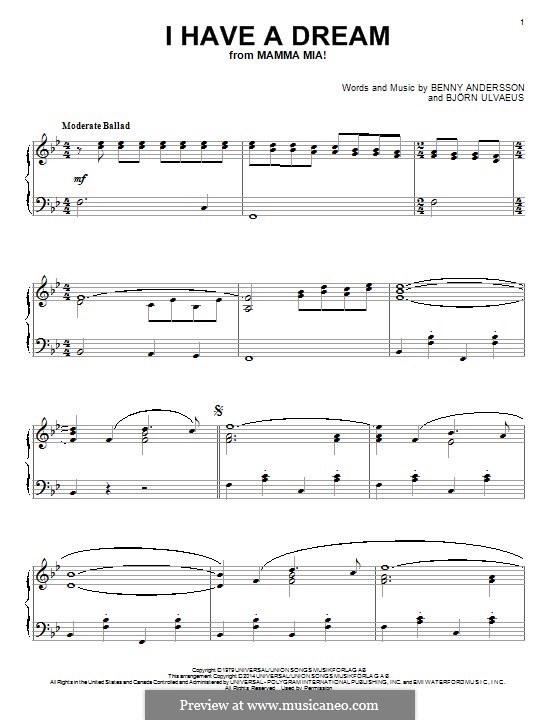 I Have a Dream (ABBA): Для фортепиано by Benny Andersson, Björn Ulvaeus