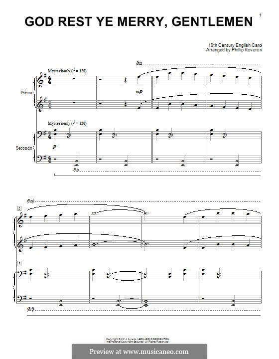 God, Rest Ye Merry Gentlemen: Для фортепиано by Unknown (works before 1850)