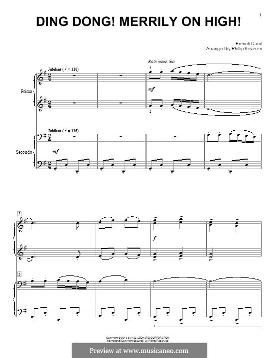 Ding Dong! Merrily on High (Printable Scores): Для фортепиано by folklore