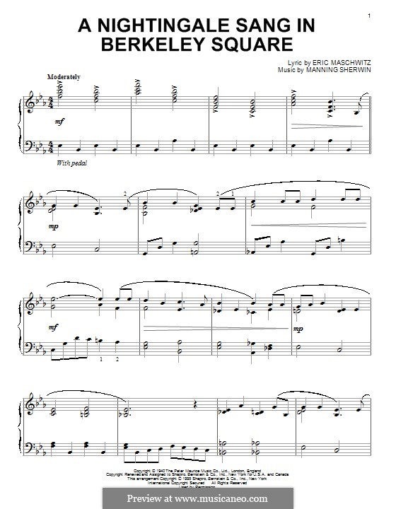 A Nightingale Sang in Berkeley Square: Для фортепиано by Eric Maschwitz, Manning Sherwin